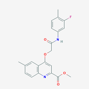 molecular formula C21H19FN2O4 B2541364 Methyl 4-{[(3-fluoro-4-methylphenyl)carbamoyl]methoxy}-6-methylquinoline-2-carboxylate CAS No. 1358310-00-5