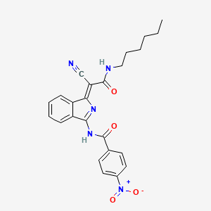 (Z)-N-(1-(1-cyano-2-(hexylamino)-2-oxoethylidene)-1H-isoindol-3-yl)-4-nitrobenzamide