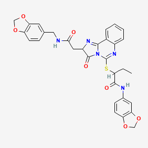 N-(benzo[d][1,3]dioxol-5-yl)-2-((2-(2-((benzo[d][1,3]dioxol-5-ylmethyl)amino)-2-oxoethyl)-3-oxo-2,3-dihydroimidazo[1,2-c]quinazolin-5-yl)thio)butanamide