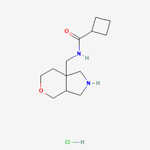 molecular formula C13H23ClN2O2 B2541414 N-(2,3,3a,4,6,7-Hexahydro-1H-pyrano[3,4-c]pyrrol-7a-ylmethyl)cyclobutanecarboxamide;hydrochloride CAS No. 2241142-73-2
