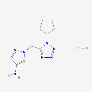 molecular formula C10H16ClN7 B2541426 1-[(1-cyclopentyl-1H-1,2,3,4-tetrazol-5-yl)methyl]-1H-pyrazol-4-amine hydrochloride CAS No. 2107525-34-6