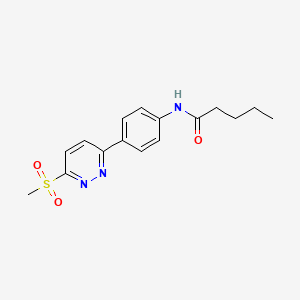 molecular formula C16H19N3O3S B2541427 N-(4-(6-(甲基磺酰基)吡啶嗪-3-基)苯基)戊酰胺 CAS No. 921796-16-9
