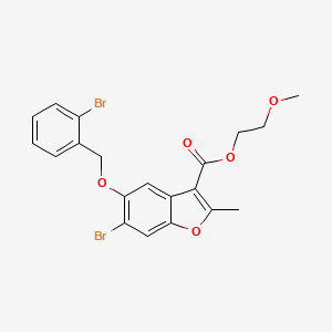 molecular formula C20H18Br2O5 B2541435 6-溴-5-[(2-溴苯基)甲氧基]-2-甲基-1-苯并呋喃-3-羧酸2-甲氧基乙酯 CAS No. 384793-46-8
