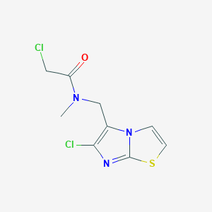 molecular formula C9H9Cl2N3OS B2541441 2-Chloro-N-[(6-chloroimidazo[2,1-b][1,3]thiazol-5-yl)methyl]-N-methylacetamide CAS No. 2411218-10-3
