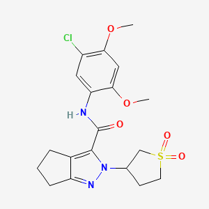 molecular formula C19H22ClN3O5S B2541450 N-(5-chloro-2,4-dimethoxyphenyl)-2-(1,1-dioxidotetrahydrothiophen-3-yl)-2,4,5,6-tetrahydrocyclopenta[c]pyrazole-3-carboxamide CAS No. 1040665-25-5