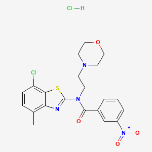 molecular formula C21H22Cl2N4O4S B2541459 N-(7-CHLORO-4-METHYL-1,3-BENZOTHIAZOL-2-YL)-N-[2-(MORPHOLIN-4-YL)ETHYL]-3-NITROBENZAMIDE HYDROCHLORIDE CAS No. 1215817-09-6