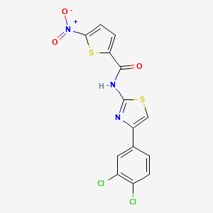 molecular formula C14H7Cl2N3O3S2 B2541494 N-[4-(3,4-二氯苯基)-1,3-噻唑-2-基]-5-硝基噻吩-2-甲酰胺 CAS No. 328038-35-3