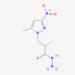 molecular formula C8H13N5O3 B2541495 2-Methyl-3-(5-methyl-3-nitro-pyrazol-1-yl)-propionic acid hydrazide CAS No. 1005670-04-1