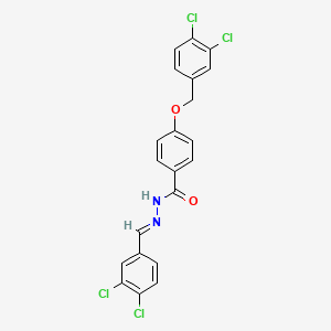 molecular formula C21H14Cl4N2O2 B2541499 4-[(3,4-二氯苄基)氧基]-N'-[(E)-(3,4-二氯苯基)亚甲基]苯甲酰肼 CAS No. 320423-45-8