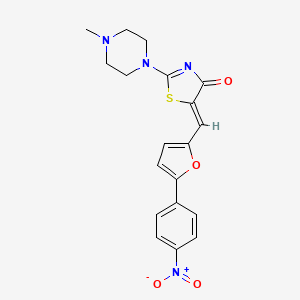 molecular formula C19H18N4O4S B2541504 (5Z)-2-(4-methylpiperazin-1-yl)-5-{[5-(4-nitrophenyl)furan-2-yl]methylidene}-1,3-thiazol-4(5H)-one CAS No. 714234-42-1