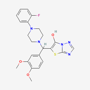molecular formula C23H24FN5O3S B2541506 5-((3,4-Dimethoxyphenyl)(4-(2-fluorophenyl)piperazin-1-yl)methyl)thiazolo[3,2-b][1,2,4]triazol-6-ol CAS No. 868219-71-0