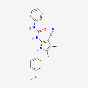 molecular formula C22H22N4O2 B2541507 N-[3-cyano-1-(4-methoxybenzyl)-4,5-dimethyl-1H-pyrrol-2-yl]-N'-phenylurea CAS No. 866017-53-0