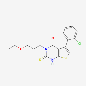 molecular formula C17H17ClN2O2S2 B2541511 5-(2-chlorophenyl)-3-(3-ethoxypropyl)-2-sulfanyl-3H,4H-thieno[2,3-d]pyrimidin-4-one CAS No. 747411-10-5