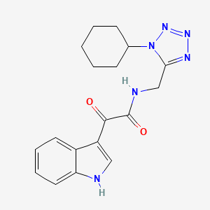 molecular formula C18H20N6O2 B2541544 N-((1-cyclohexyl-1H-tetrazol-5-yl)methyl)-2-(1H-indol-3-yl)-2-oxoacetamide CAS No. 921144-54-9