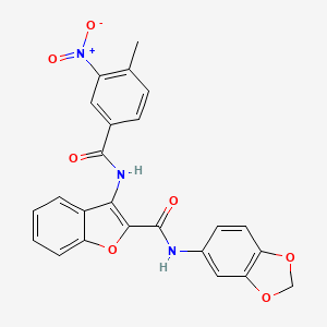 molecular formula C24H17N3O7 B2541644 N-(2H-1,3-benzodioxol-5-yl)-3-(4-methyl-3-nitrobenzamido)-1-benzofuran-2-carboxamide CAS No. 872613-05-3