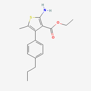 molecular formula C17H21NO2S B2541665 Ethyl 2-amino-5-methyl-4-(4-propylphenyl)thiophene-3-carboxylate CAS No. 350990-23-7