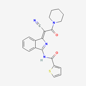 molecular formula C21H18N4O2S B2541675 (Z)-N-(1-(1-cyano-2-oxo-2-(piperidin-1-yl)ethylidene)-1H-isoindol-3-yl)thiophene-2-carboxamide CAS No. 885182-53-6