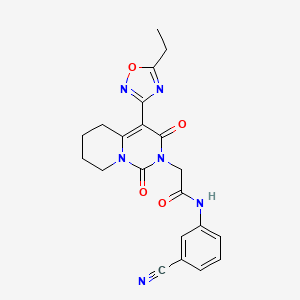 molecular formula C21H20N6O4 B2541681 N-(3-cyanophenyl)-2-[4-(5-ethyl-1,2,4-oxadiazol-3-yl)-1,3-dioxo-1H,2H,3H,5H,6H,7H,8H-pyrido[1,2-c]pyrimidin-2-yl]acetamide CAS No. 1775484-71-3