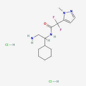 molecular formula C14H24Cl2F2N4O B2541724 N-(2-Amino-1-cyclohexylethyl)-2,2-difluoro-2-(2-methylpyrazol-3-yl)acetamide;dihydrochloride CAS No. 2418643-00-0