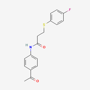 molecular formula C17H16FNO2S B2541736 N-(4-acetylphenyl)-3-((4-fluorophenyl)thio)propanamide CAS No. 896357-48-5