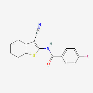 molecular formula C16H13FN2OS B2541740 N-(3-cyano-4,5,6,7-tetrahydro-1-benzothiophen-2-yl)-4-fluorobenzamide 