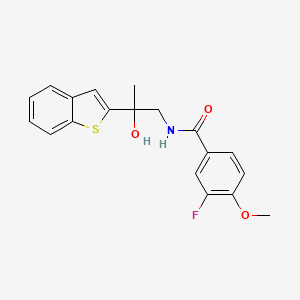 molecular formula C19H18FNO3S B2541759 N-[2-(1-benzothiophen-2-yl)-2-hydroxypropyl]-3-fluoro-4-methoxybenzamide CAS No. 2034547-94-7