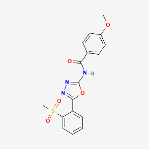 molecular formula C17H15N3O5S B2541775 N-[5-(2-methanesulfonylphenyl)-1,3,4-oxadiazol-2-yl]-4-methoxybenzamide CAS No. 886921-28-4