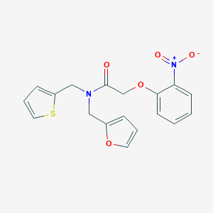 molecular formula C18H16N2O5S B254178 N-(furan-2-ylmethyl)-2-(2-nitrophenoxy)-N-(thiophen-2-ylmethyl)acetamide 