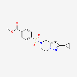 molecular formula C17H19N3O4S B2541790 methyl 4-((2-cyclopropyl-6,7-dihydropyrazolo[1,5-a]pyrazin-5(4H)-yl)sulfonyl)benzoate CAS No. 2034278-87-8