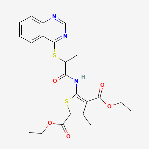 molecular formula C22H23N3O5S2 B2541845 Diethyl 3-methyl-5-(2-(quinazolin-4-ylthio)propanamido)thiophene-2,4-dicarboxylate CAS No. 852366-88-2