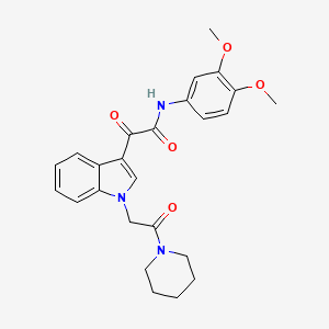 molecular formula C25H27N3O5 B2541964 N-(3,4-dimethoxyphenyl)-2-oxo-2-{1-[2-oxo-2-(piperidin-1-yl)ethyl]-1H-indol-3-yl}acetamide CAS No. 872862-18-5