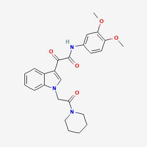 N-(3,4-dimethoxyphenyl)-2-oxo-2-[1-(2-oxo-2-piperidin-1-ylethyl)indol-3-yl]acetamide