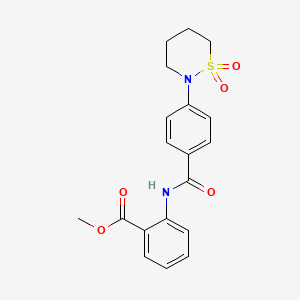 molecular formula C19H20N2O5S B2541976 methyl 2-[4-(1,1-dioxo-1lambda6,2-thiazinan-2-yl)benzamido]benzoate CAS No. 941888-67-1