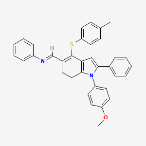 molecular formula C35H30N2OS B2541996 N-((E)-{1-(4-methoxyphenyl)-4-[(4-methylphenyl)sulfanyl]-2-phenyl-6,7-dihydro-1H-indol-5-yl}methylidene)aniline CAS No. 860788-14-3