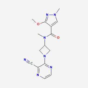 molecular formula C15H17N7O2 B2542016 N-[1-(3-cyanopyrazin-2-yl)azetidin-3-yl]-3-methoxy-N,1-dimethyl-1H-pyrazole-4-carboxamide CAS No. 2380077-90-5