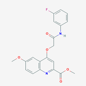 molecular formula C20H17FN2O5 B2542038 METHYL 4-{[(3-FLUOROPHENYL)CARBAMOYL]METHOXY}-6-METHOXYQUINOLINE-2-CARBOXYLATE CAS No. 1359395-84-8