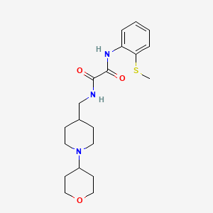 molecular formula C20H29N3O3S B2542093 N1-(2-(methylthio)phenyl)-N2-((1-(tetrahydro-2H-pyran-4-yl)piperidin-4-yl)methyl)oxalamide CAS No. 2034443-97-3
