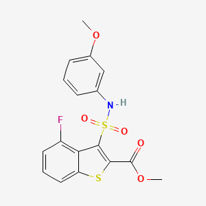 molecular formula C17H14FNO5S2 B2542103 Methyl 4-fluoro-3-[(3-methoxyphenyl)sulfamoyl]-1-benzothiophene-2-carboxylate CAS No. 941919-18-2