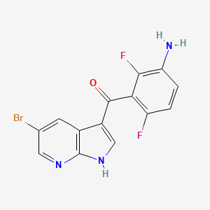 molecular formula C14H8BrF2N3O B2542165 (3-Amino-2,6-difluorophenyl)(5-bromo-1H-pyrrolo[2,3-b]pyridin-3-yl)methanone CAS No. 1312941-98-2