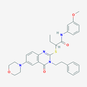 molecular formula C31H34N4O4S B2542204 N-(3-methoxyphenyl)-2-{[6-(morpholin-4-yl)-4-oxo-3-(2-phenylethyl)-3,4-dihydroquinazolin-2-yl]sulfanyl}butanamide CAS No. 689760-14-3