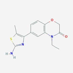 molecular formula C14H15N3O2S B254223 6-(2-amino-5-methyl-1,3-thiazol-4-yl)-4-ethyl-3,4-dihydro-2H-1,4-benzoxazin-3-one 