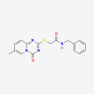 molecular formula C17H16N4O2S B2542296 N-benzyl-2-({7-methyl-4-oxo-4H-pyrido[1,2-a][1,3,5]triazin-2-yl}sulfanyl)acetamide CAS No. 896321-28-1