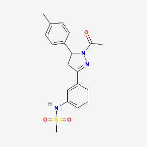 molecular formula C19H21N3O3S B2542308 N-(3-(1-acetyl-5-(p-tolyl)-4,5-dihydro-1H-pyrazol-3-yl)phenyl)methanesulfonamide CAS No. 851718-50-8