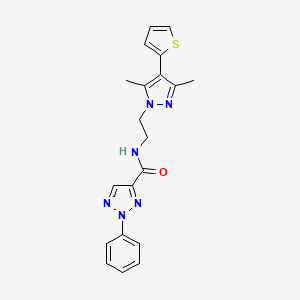 molecular formula C20H20N6OS B2542329 N-(2-(3,5-dimethyl-4-(thiophen-2-yl)-1H-pyrazol-1-yl)ethyl)-2-phenyl-2H-1,2,3-triazole-4-carboxamide CAS No. 2034554-38-4