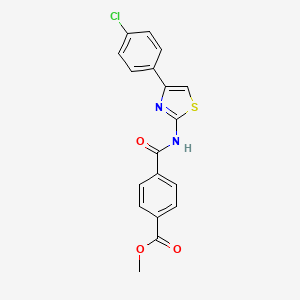 molecular formula C18H13ClN2O3S B2542355 Methyl 4-((4-(4-chlorophenyl)thiazol-2-yl)carbamoyl)benzoate CAS No. 477548-64-4
