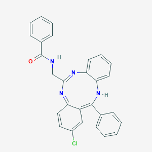molecular formula C28H21ClN4O B025424 N-[(2-chloro-13-phenyl-12H-benzo[d][1,3,7]benzotriazonin-6-yl)methyl]benzamide CAS No. 107469-97-6