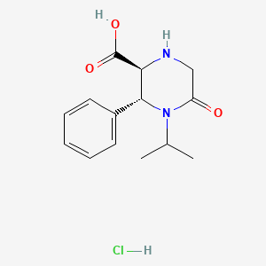 molecular formula C14H19ClN2O3 B2542407 (2S,3R)-5-Oxo-3-phenyl-4-propan-2-ylpiperazine-2-carboxylic acid;hydrochloride CAS No. 2241141-78-4