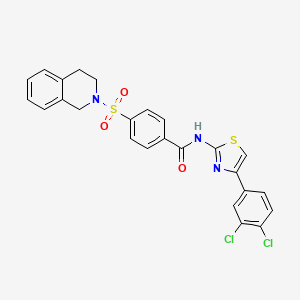 molecular formula C25H19Cl2N3O3S2 B2542443 N-[4-(3,4-dichlorophenyl)-1,3-thiazol-2-yl]-4-(1,2,3,4-tetrahydroisoquinoline-2-sulfonyl)benzamide CAS No. 361480-72-0