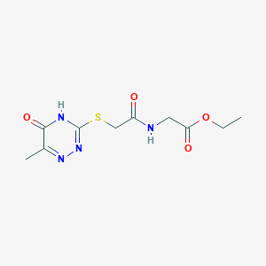 molecular formula C10H14N4O4S B2542484 ethyl 2-{2-[(6-methyl-5-oxo-4,5-dihydro-1,2,4-triazin-3-yl)sulfanyl]acetamido}acetate CAS No. 460726-65-2