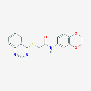 molecular formula C18H15N3O3S B2542531 N-(2,3-dihydro-1,4-benzodioxin-6-yl)-2-quinazolin-4-ylsulfanylacetamide CAS No. 721901-68-4